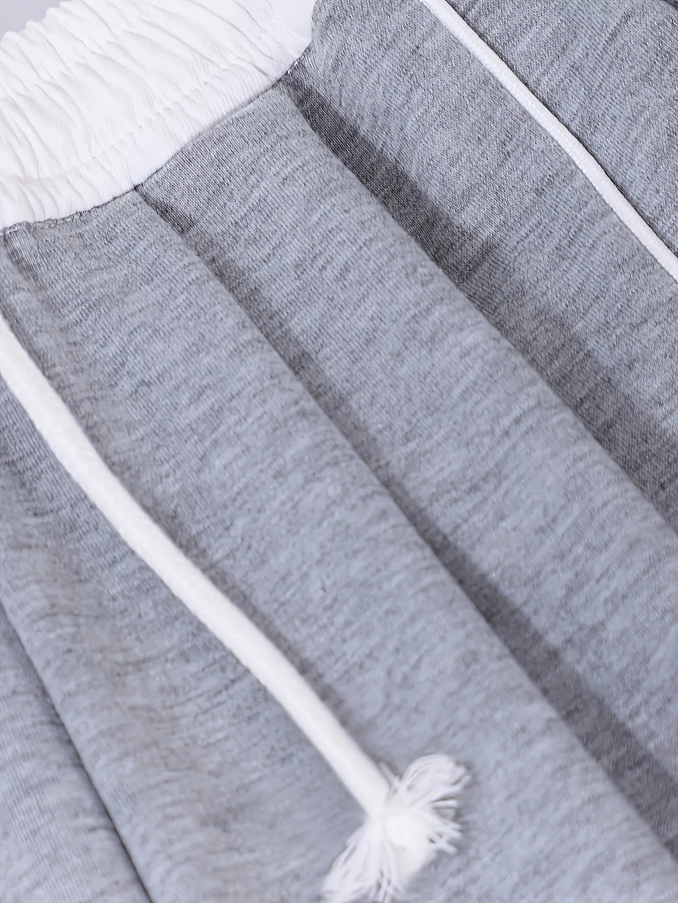 Kids Girls Contrast Line Drawstring Waist Baggy Wide Leg Heather Gray Casual Sport Sweatpants