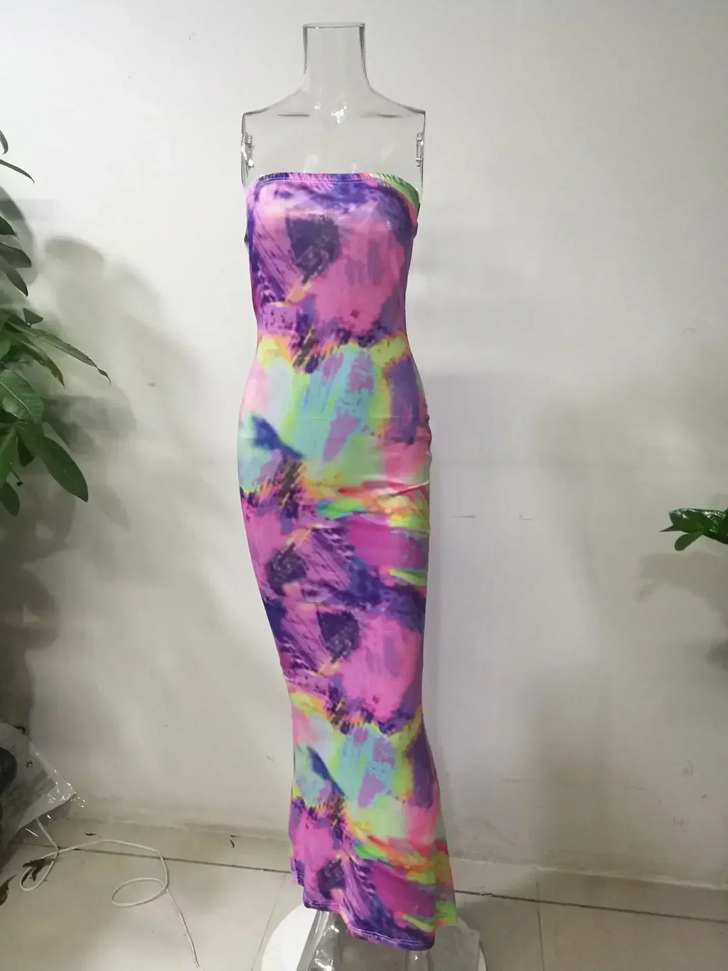 Printed Off-Shoulder Bandage Dress