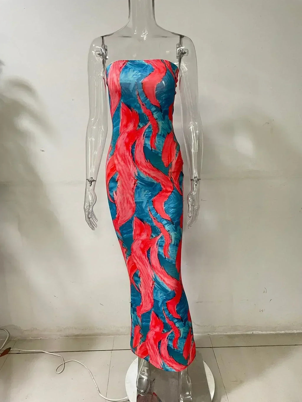 Printed Off-Shoulder Bandage Dress