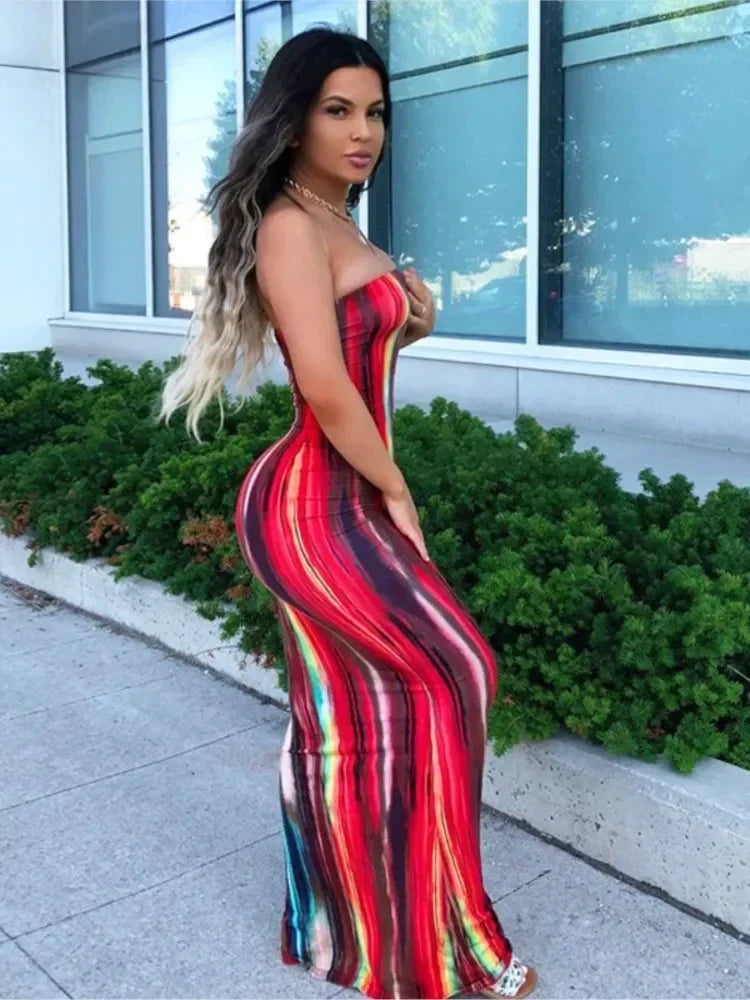 Printed Off-Shoulder Bandage Dress
