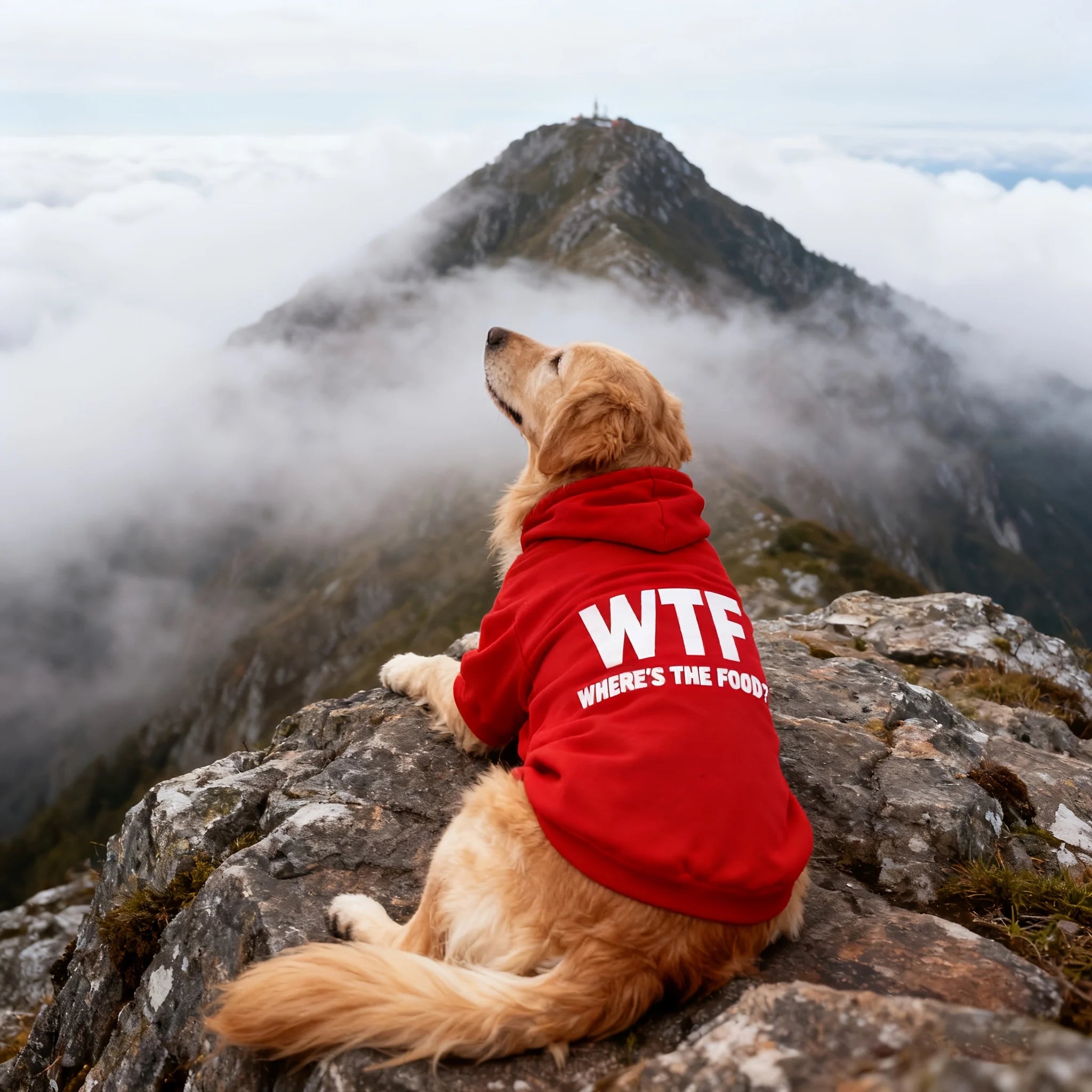 This New Pet Hoodie Features A 'WHERE'S THE FOOD?' Print, Designed Specifically for Medium To Large Dogs