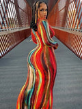 Printed Off-Shoulder Bandage Dress