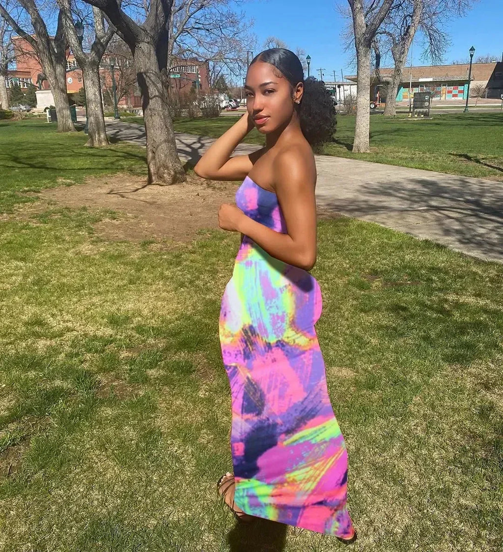 Printed Off-Shoulder Bandage Dress