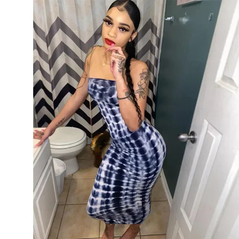 Printed Off-Shoulder Bandage Dress