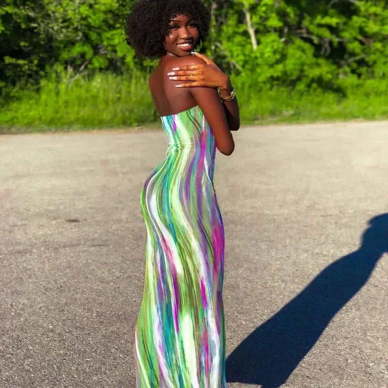 Printed Off-Shoulder Bandage Dress
