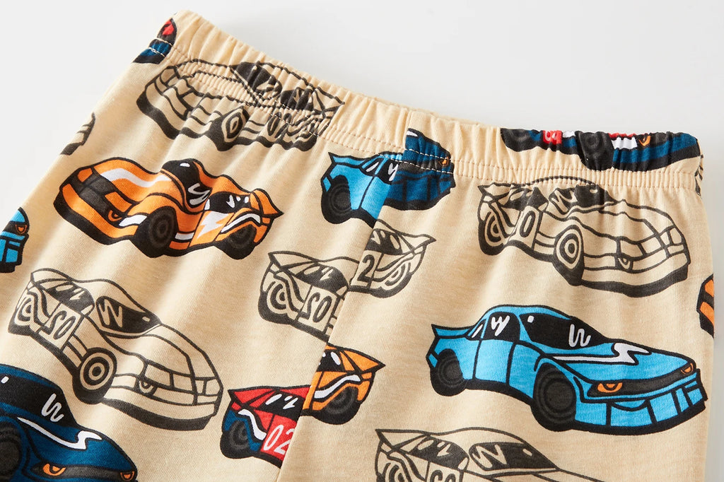 Children's clothes 100% Cotton Pajama Set for boys,  fully printed Cartoon car  Children's sleepwear Set for 1-8 Years
