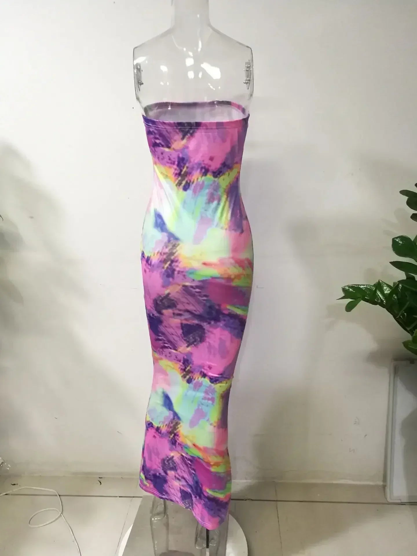 Printed Off-Shoulder Bandage Dress