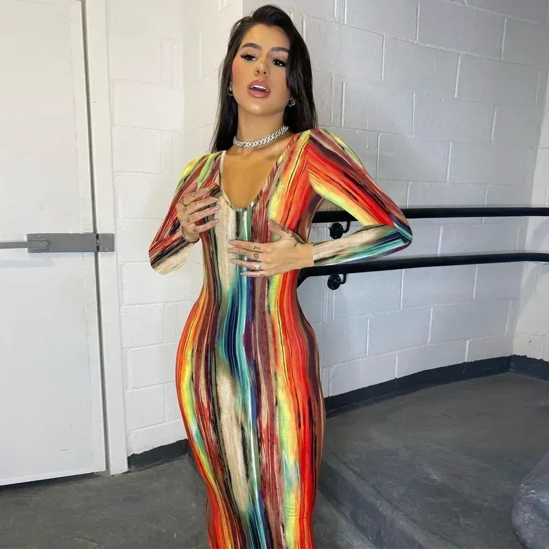 Printed Off-Shoulder Bandage Dress
