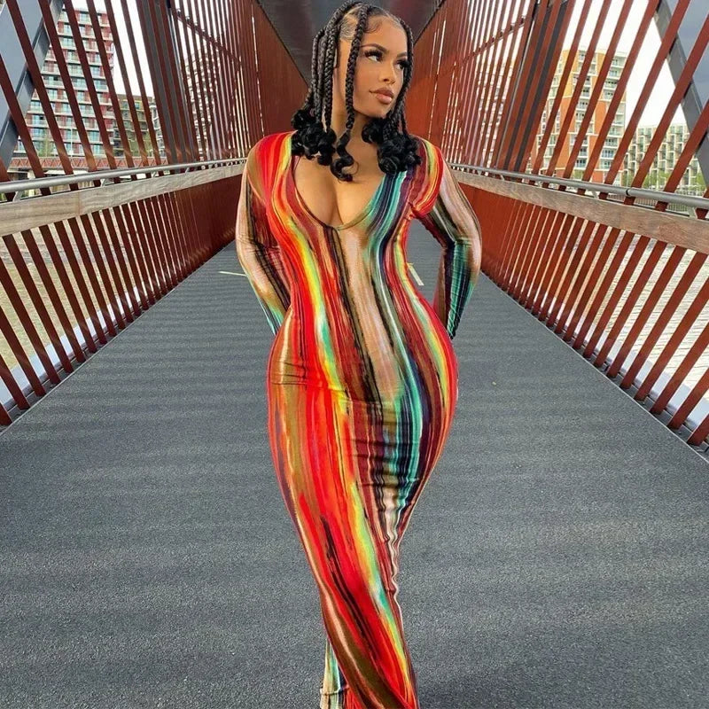 Printed Off-Shoulder Bandage Dress