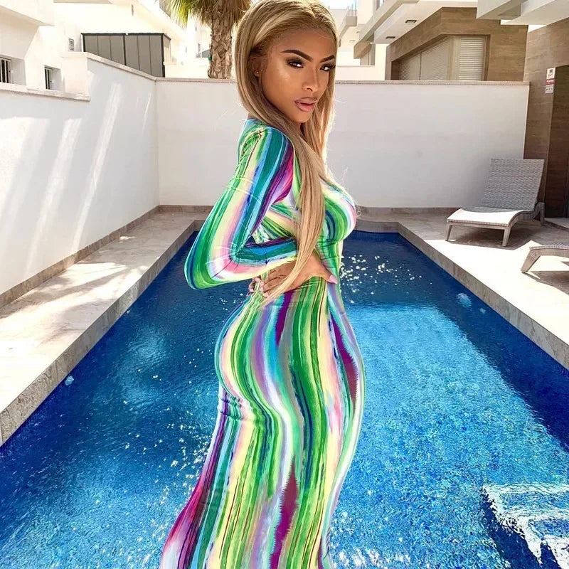 Printed Off-Shoulder Bandage Dress