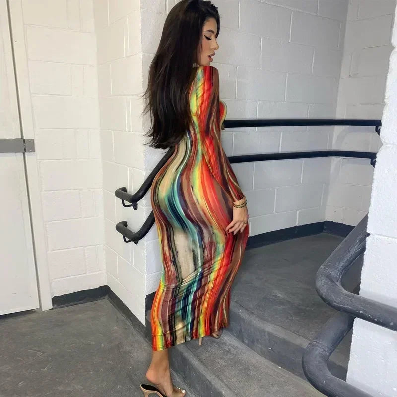 Printed Off-Shoulder Bandage Dress