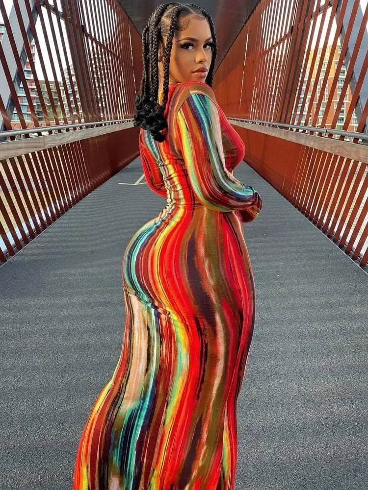 Printed Off-Shoulder Bandage Dress
