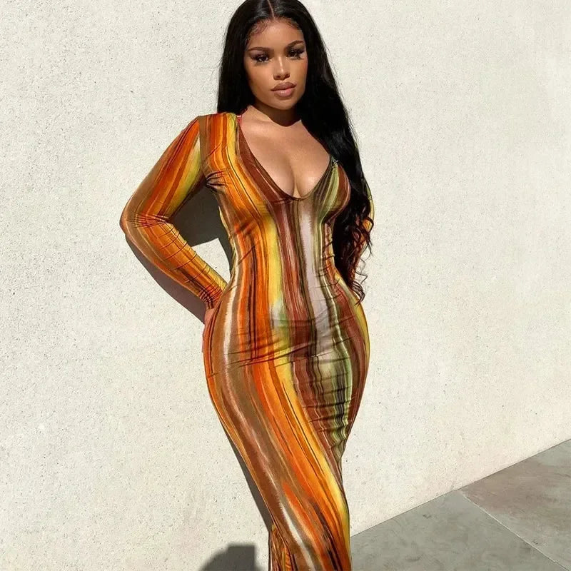 Printed Off-Shoulder Bandage Dress