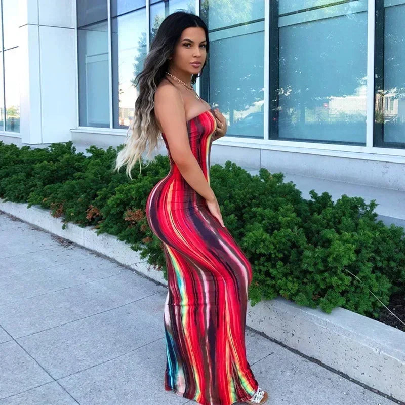 Printed Off-Shoulder Bandage Dress