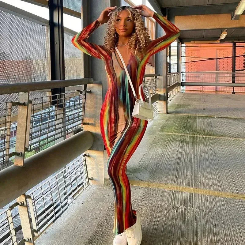 Printed Off-Shoulder Bandage Dress