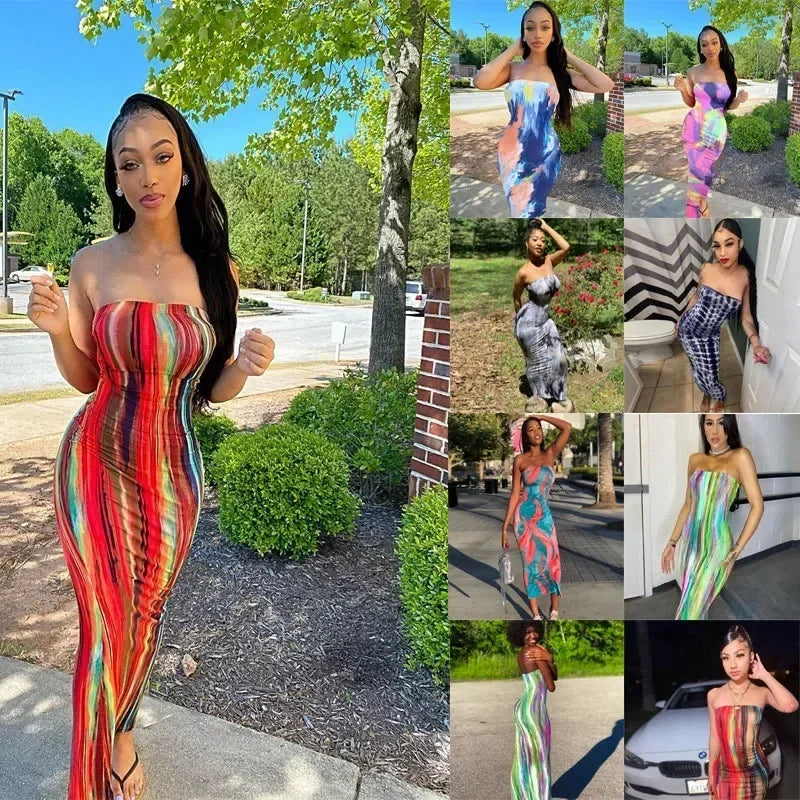 Printed Off-Shoulder Bandage Dress