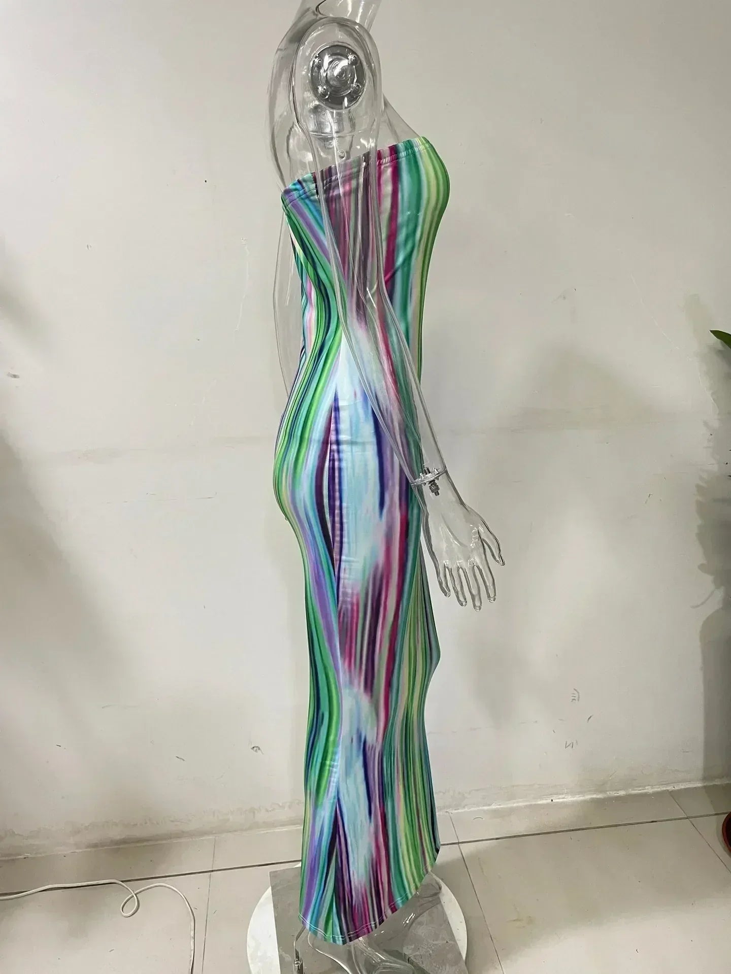 Printed Off-Shoulder Bandage Dress