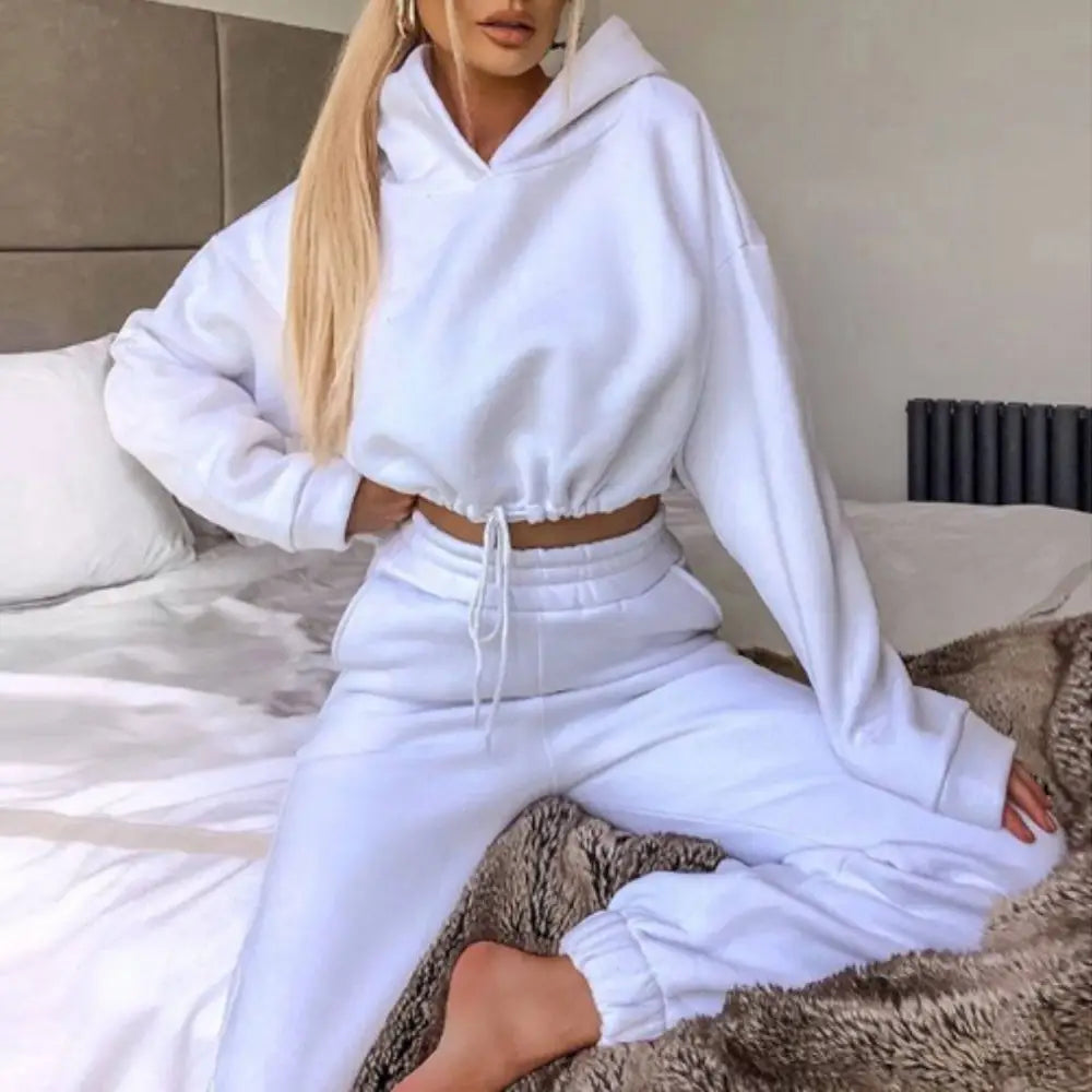 Pink Piece Sweatsuits Tracksuits Sexy Cropped Set