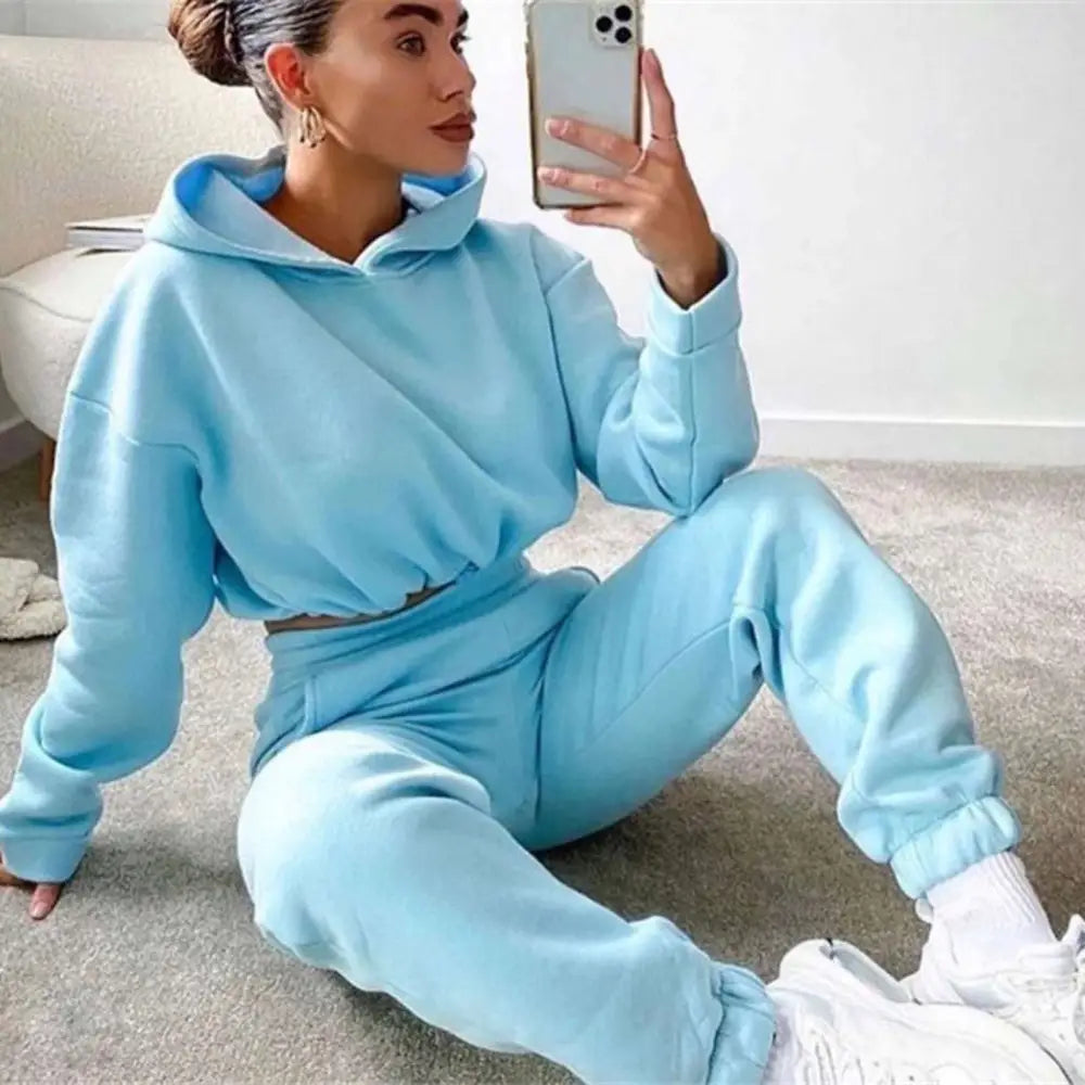 Pink Piece Sweatsuits Tracksuits Sexy Cropped Set